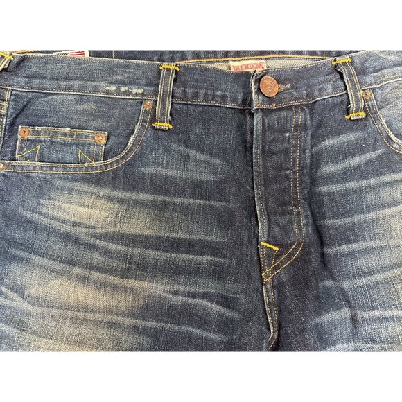 True Religion Mens 38 Bobby Blue Jeans 90s Y2K Buttons Casual Comfort Western - Picture 4 of 13